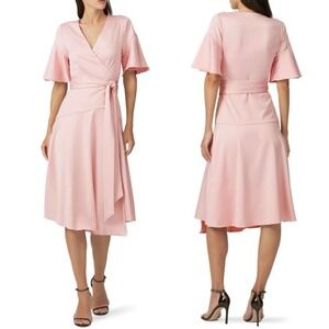 Elliatt Soft Pink Wrap Midi Dress with Flutter Sleeves